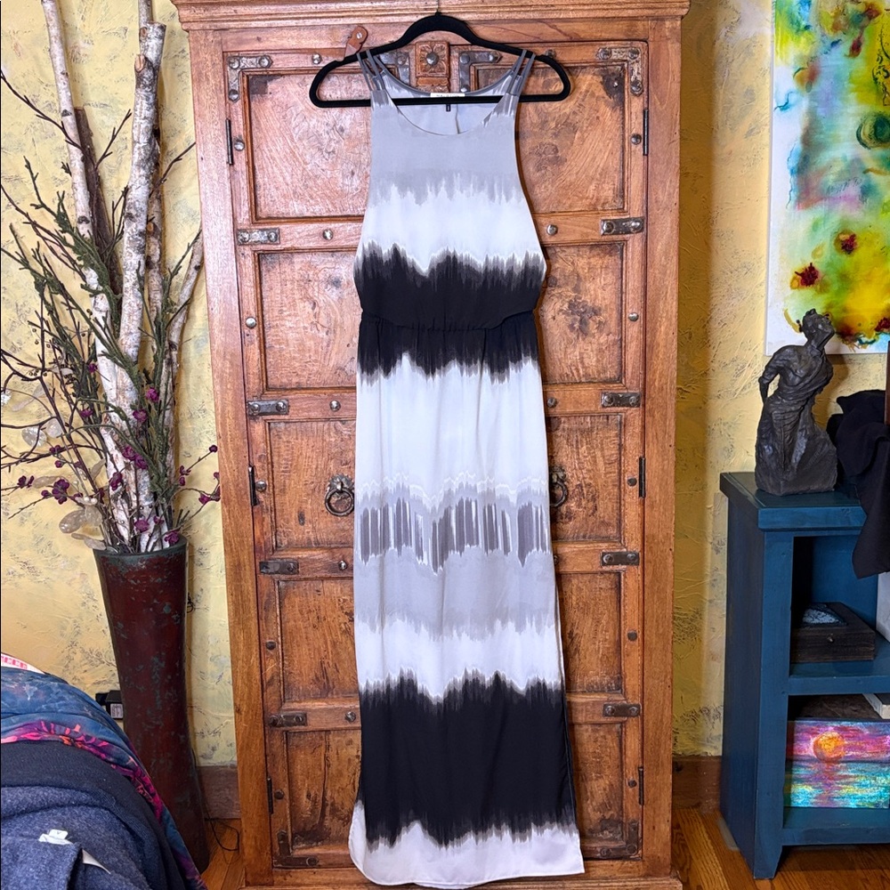 Halston Heritage Ikat Tiè-Dye Ombre Maxi Dress Sleeveless Lightweight Open Back